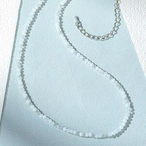 SALE Handmade Selenite and Moonstone Faceted Crystal Quartz Stone Necklace